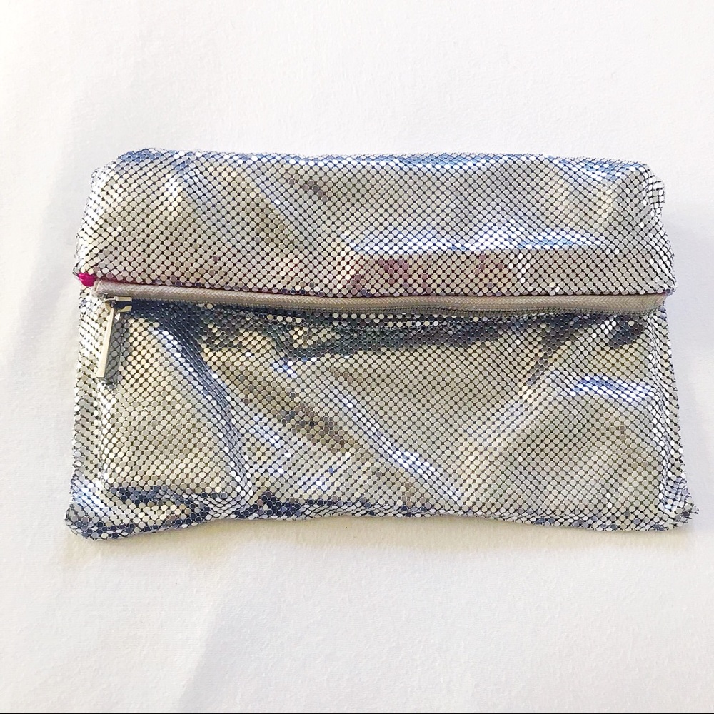 Silver Sequin Fold Over Clutch